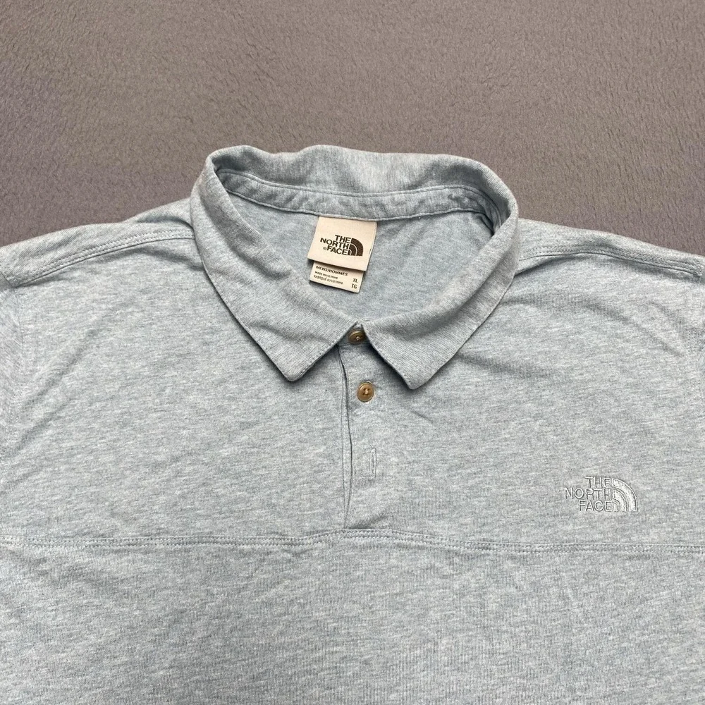 The North Face Polo Shirt Mens XL Blue Cotton Lyocell Logo Short Sleeve Casual
